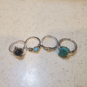 Elegant Silver and Turquoise Ring Sets